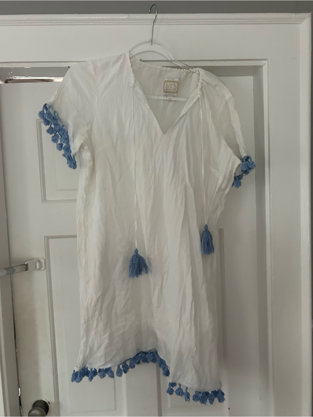 Sail to Sable White Dress with Gold Logo Detail